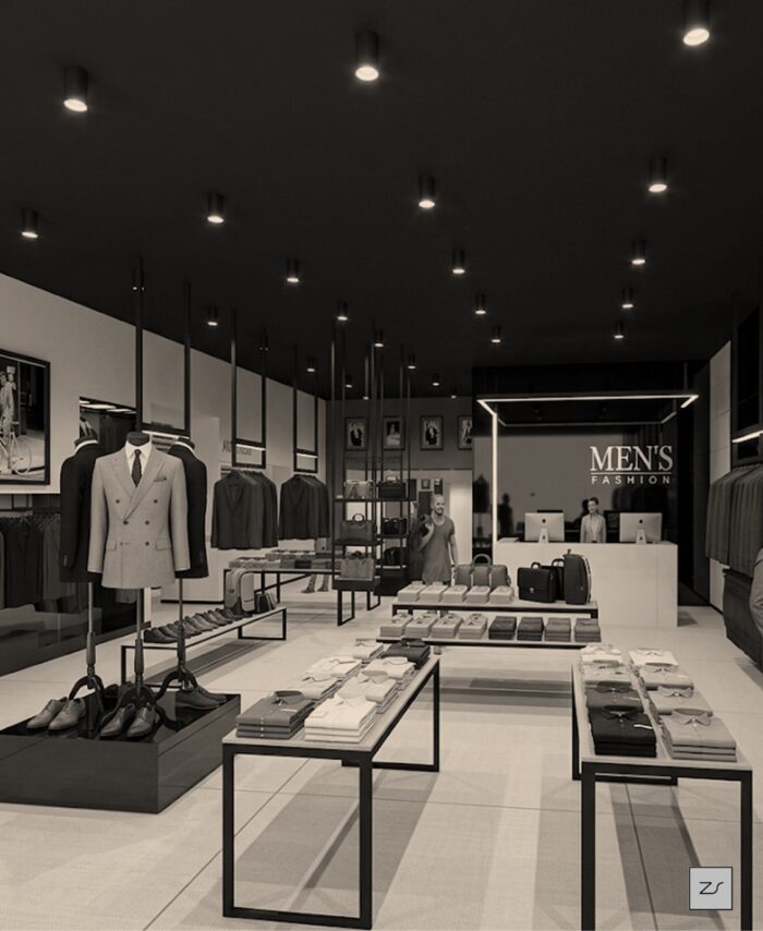 Propuesta diseño nueva imagen comercial para ropa de caballeros by Arzsan Arquitectura [zs]